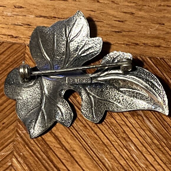 Vintage Beau Sterling .925 Textured Leaf Brooch Pin Fall Autumn - Picture 5 of 6